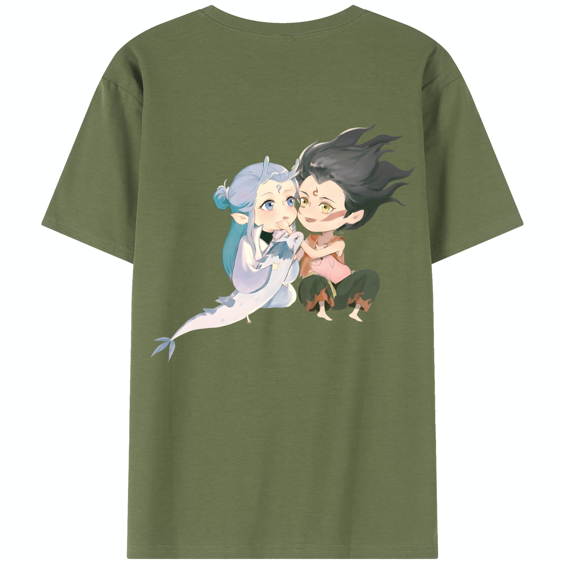 （画像用） Ne Zha 2 ナタ 魔童の大暴れ 綿100％半袖Tシャツ（背面プリント）